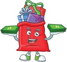 Santa bag full of gift cartoon vector