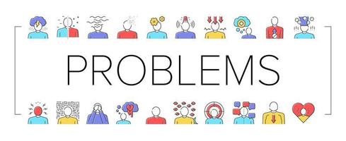 Psychological Problems Collection Icons Set Vector