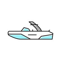 Ilustración de vector de icono de color de barco de esquí de wakeboard