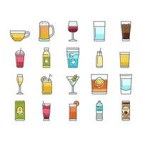 beverage drink juice fresh water icons set vector