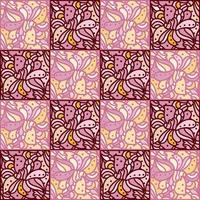 Freehand mandala seamless mosaic ornament. Abstract seamless pattern with floral and plants element. vector