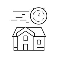 ilustración de vector de icono de línea de casa de construcción rápida