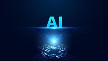 Abstract artificial intelligence ai technology invention research or analysis develop future ai on blue background futuristic technology modern vector