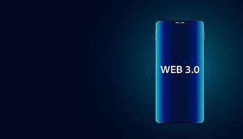 Abstract, Web 3.0 phone , Technology or Concept to Develop Web Links, Decentralized, Bottom-up Design, Consensus on Blue Background. Modern digital, futuristic vector