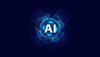 Abstract Artificial Intelligence on Atomic and Technology Background with circle technology Systems blue. vector