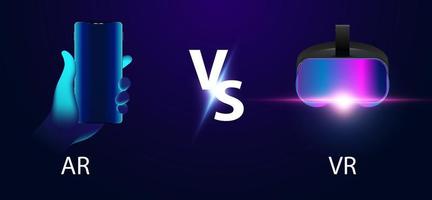 Abstract AR vs VR Compare the Differences On a beautiful futuristic background vector