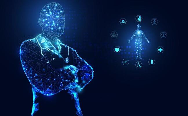 Abstract health medical science healthcare icon digital technology doctor concept modern innovation,Treatment,medicine on hi tech future blue background.