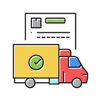Ilustración de vector de icono de color de servicio de logística de camiones