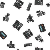 retro gadget technology device vector seamless pattern