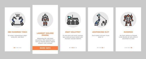 Robot Development And Industry onboarding icons set vector