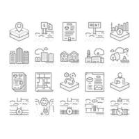 Land Property Business Collection Icons Set Vector