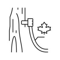 maple sap collection, using tubing method line icon vector illus