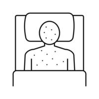 illness human with rash in bed line icon vector illustration