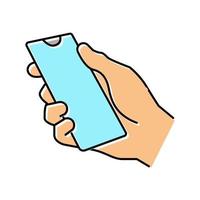 mano que sostiene la ilustración de vector de icono de color de teléfono inteligente