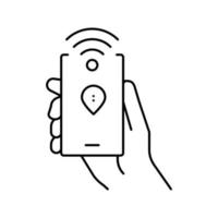 teléfono inteligente con tecnología rfid nfc icono de línea ilustración vectorial vector