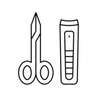 scissors and tweezers line icon vector illustration