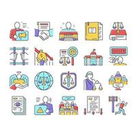 Law Notary Advising Collection Icons Set Vector