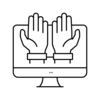 computer addiction line icon vector illustration