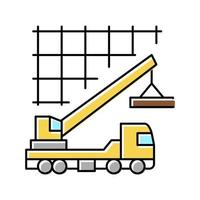 crane lifting building materials color icon vector illustration