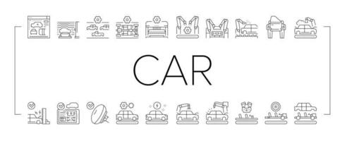 Car Factory Production Collection Icons Set Vector