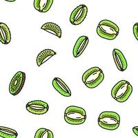 kiwi fruit green fresh slice vector seamless pattern