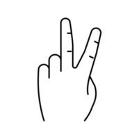 ilustración de vector de icono de línea de gesto de mano de victoria