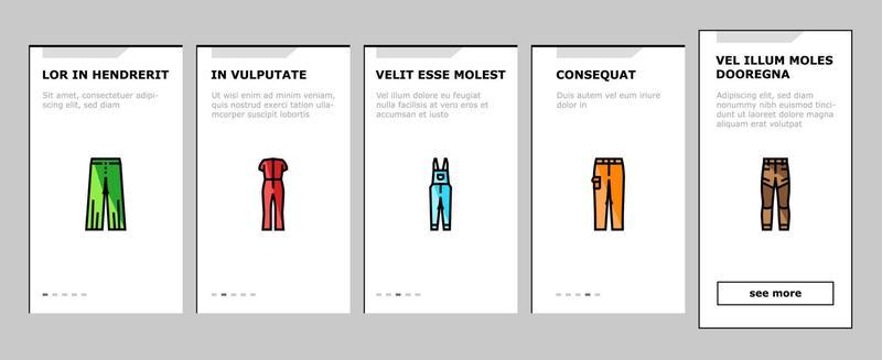 pants fashion clothes apparel onboarding icons set vector