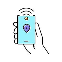 teléfono inteligente con tecnología rfid nfc icono de color ilustración vectorial vector