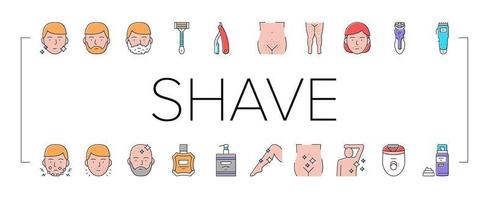 Shave Treat Accessory Collection Icons Set Vector