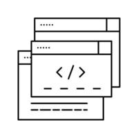 ilustración de vector de icono de línea de ventanas de código