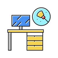 ilustración de vector de icono de color de limpieza de mesa de lugar de trabajo