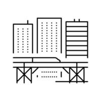 metro tram electric train transport station line icon vector ill