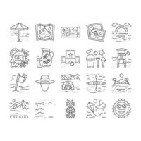 summer season vacation nature icons set vector