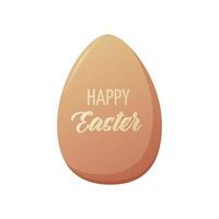 Egg with text Happy Easter. Vector illustration with traditional food for the spring holiday. Isolated background