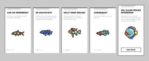 Aquarium Fish Tropical Animal onboarding icons set vector