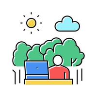 remote work on nature color icon vector illustration