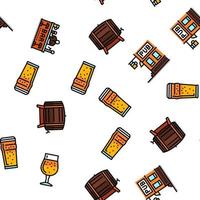 glass beer mug pint bar drink vector seamless pattern