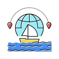 yacht tourism color icon vector illustration