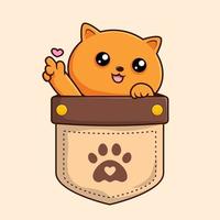 Orange Cat in Pocket Cartoon Love Hand Paws - Orange Kitty Cat Vector