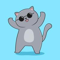 Grey Cat Dance - Cute Dancing Gray Cat vector