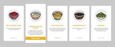 sauce ketchup food mayonnaise onboarding icons set vector