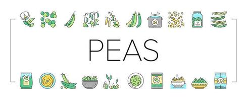 Peas Beans Vegetable Collection Icons Set Vector