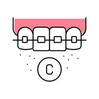 ceramic material tooth braces color icon vector illustration