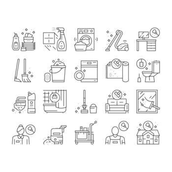 conjunto de iconos de colección de limpieza de limpieza vector