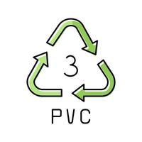 Ilustración de vector de icono de color de producto de plástico reciclable de pvc