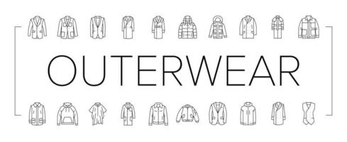 outerwear clothing casual fashion icons set vector