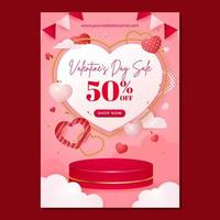 Valentine's Day Sale Poster Template vector