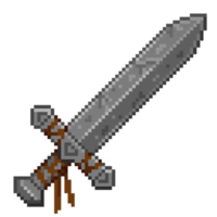 una ilustración de arte de píxeles de estilo retro de 8 bits de una espada de piedra. png