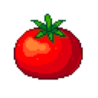 An 8 bit retro styled pixel art illustration of a red garden tomato. png