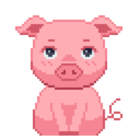 ett 8 bit retro styled pixel konst illustration av en gris. png
